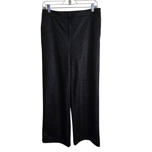 Rachel Zoe Black Silver Shimmer Wide Leg Party Night Out Pants Size 8 - Picture 1 of 7